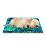 Turquoise Tropical Leaf Pattern Print Pet Cooling Mat Cover