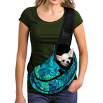 Turquoise Tropical Leaf Pattern Print Pet Sling Carrier