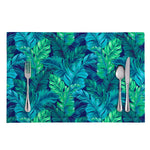 Turquoise Tropical Leaf Pattern Print Placemat