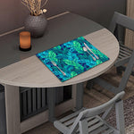 Turquoise Tropical Leaf Pattern Print Placemat