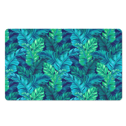 Turquoise Tropical Leaf Pattern Print Polyester Doormat