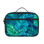 Turquoise Tropical Leaf Pattern Print Portable Lunch Bag