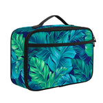 Turquoise Tropical Leaf Pattern Print Portable Lunch Bag