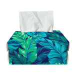 Turquoise Tropical Leaf Pattern Print Rectangle Tissue Box Cover