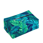 Turquoise Tropical Leaf Pattern Print Rectangle Tissue Box Cover