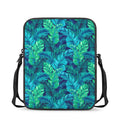 Turquoise Tropical Leaf Pattern Print Rectangular Crossbody Bag