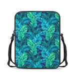 Turquoise Tropical Leaf Pattern Print Rectangular Crossbody Bag