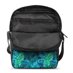Turquoise Tropical Leaf Pattern Print Rectangular Crossbody Bag