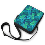 Turquoise Tropical Leaf Pattern Print Rectangular Crossbody Bag