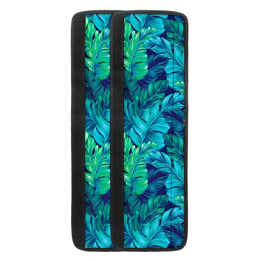 Turquoise Tropical Leaf Pattern Print Refrigerator Handle Covers