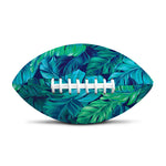 Turquoise Tropical Leaf Pattern Print Rugby Ball