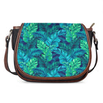 Turquoise Tropical Leaf Pattern Print Saddle Bag