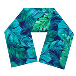 Turquoise Tropical Leaf Pattern Print Scarf