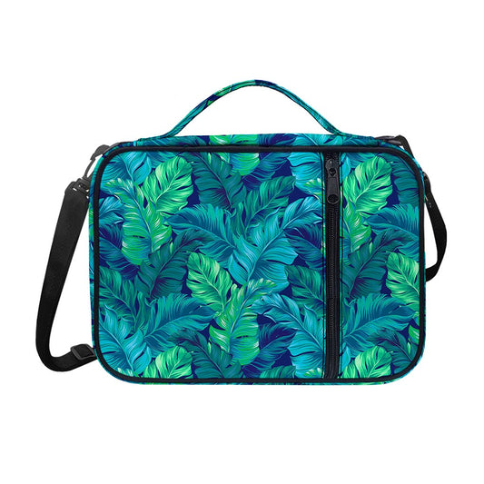 Turquoise Tropical Leaf Pattern Print Shoulder Strap Bible Bag