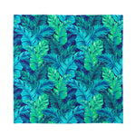 Turquoise Tropical Leaf Pattern Print Silk Bandana