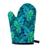 Turquoise Tropical Leaf Pattern Print Single Oven Mitt