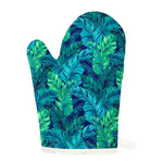 Turquoise Tropical Leaf Pattern Print Single Oven Mitt