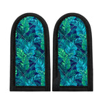 Turquoise Tropical Leaf Pattern Print Skillet Handle Cover