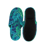 Turquoise Tropical Leaf Pattern Print Slippers