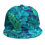 Turquoise Tropical Leaf Pattern Print Snapback Cap