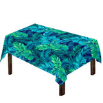 Turquoise Tropical Leaf Pattern Print Tablecloth