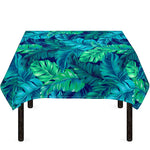 Turquoise Tropical Leaf Pattern Print Tablecloth