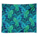 Turquoise Tropical Leaf Pattern Print Tapestry