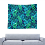 Turquoise Tropical Leaf Pattern Print Tapestry