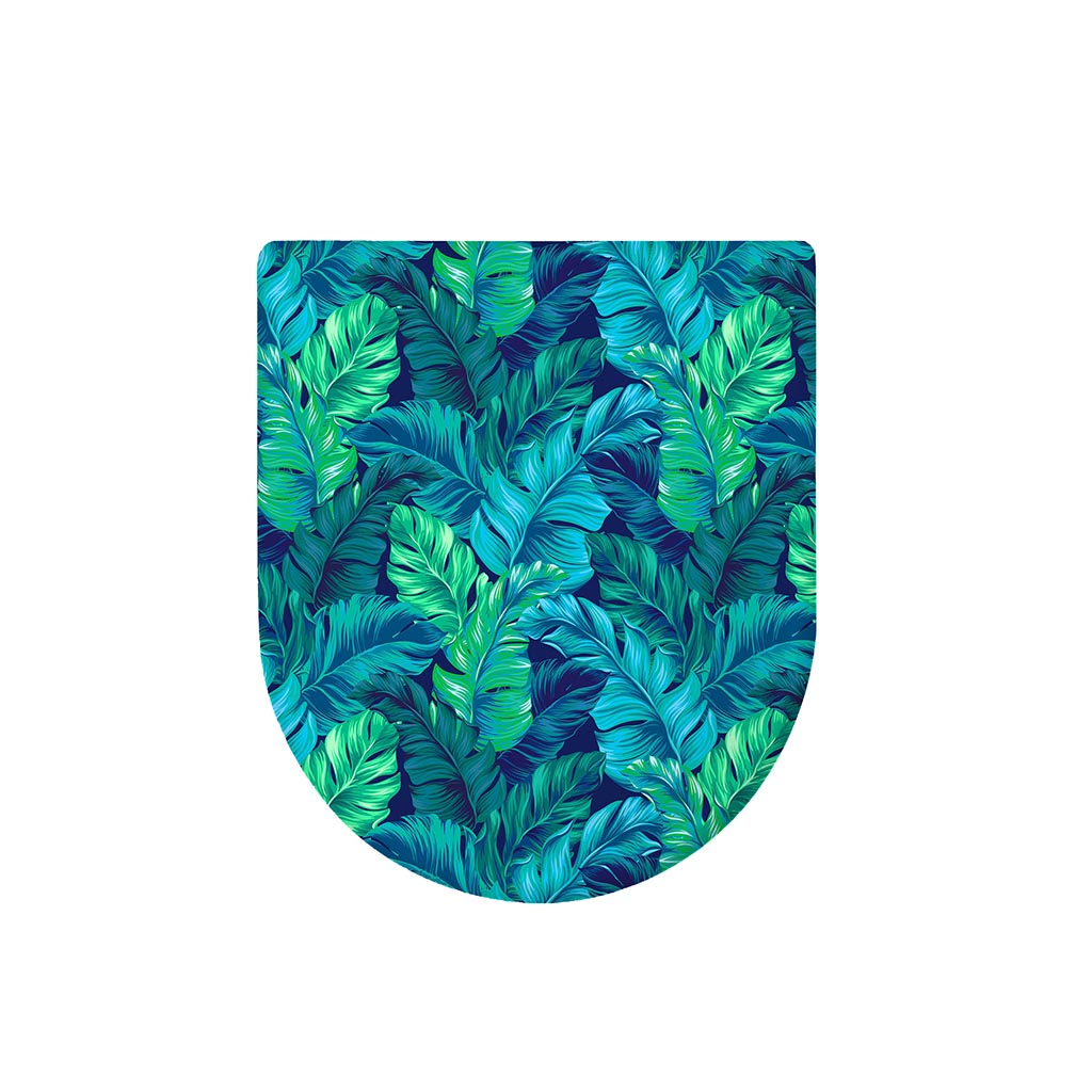Turquoise Tropical Leaf Pattern Print Toilet Lid Cover