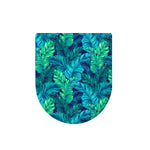 Turquoise Tropical Leaf Pattern Print Toilet Lid Cover