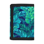 Turquoise Tropical Leaf Pattern Print Trifold Wallet