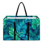 Turquoise Tropical Leaf Pattern Print Utility Tote Bag