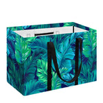 Turquoise Tropical Leaf Pattern Print Utility Tote Bag