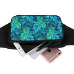 Turquoise Tropical Leaf Pattern Print Waist Bag