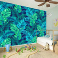 Turquoise Tropical Leaf Pattern Print Wall Sticker