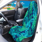 Turquoise Tropical Leaf Pattern Print Waterproof Car Seat Cover