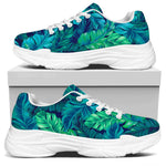 Turquoise Tropical Leaf Pattern Print White Chunky Shoes