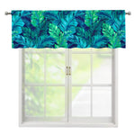 Turquoise Tropical Leaf Pattern Print Window Valance