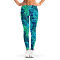 Turquoise Tropical Leaf Pattern Print Women's Leggings