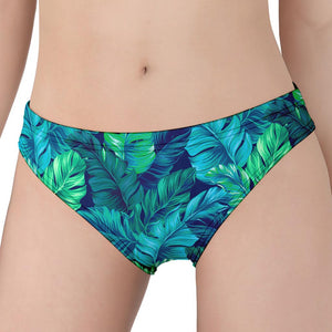 Turquoise Tropical Leaf Pattern Print Women's Panties