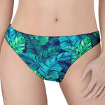 Turquoise Tropical Leaf Pattern Print Women's Thong