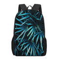 Turquoise Tropical Leaves Print 17 Inch Backpack
