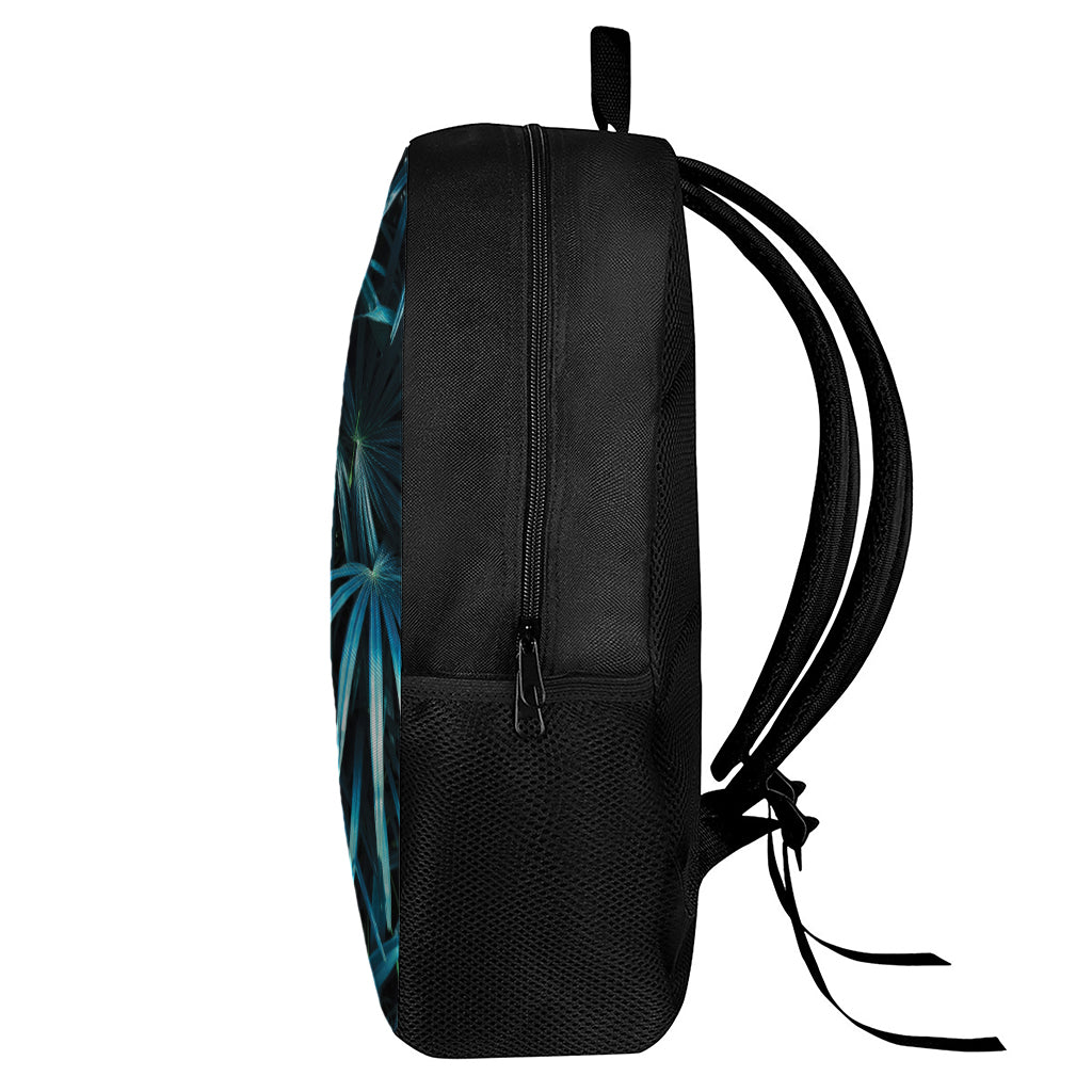 Turquoise Tropical Leaves Print 17 Inch Backpack