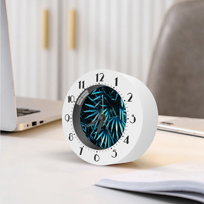 Turquoise Tropical Leaves Print Alarm Clock
