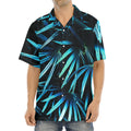 Turquoise Tropical Leaves Print Aloha Shirt