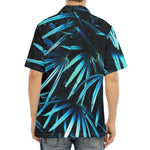Turquoise Tropical Leaves Print Aloha Shirt