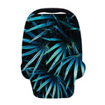 Turquoise Tropical Leaves Print Baby Seat Cover