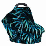 Turquoise Tropical Leaves Print Baby Seat Cover