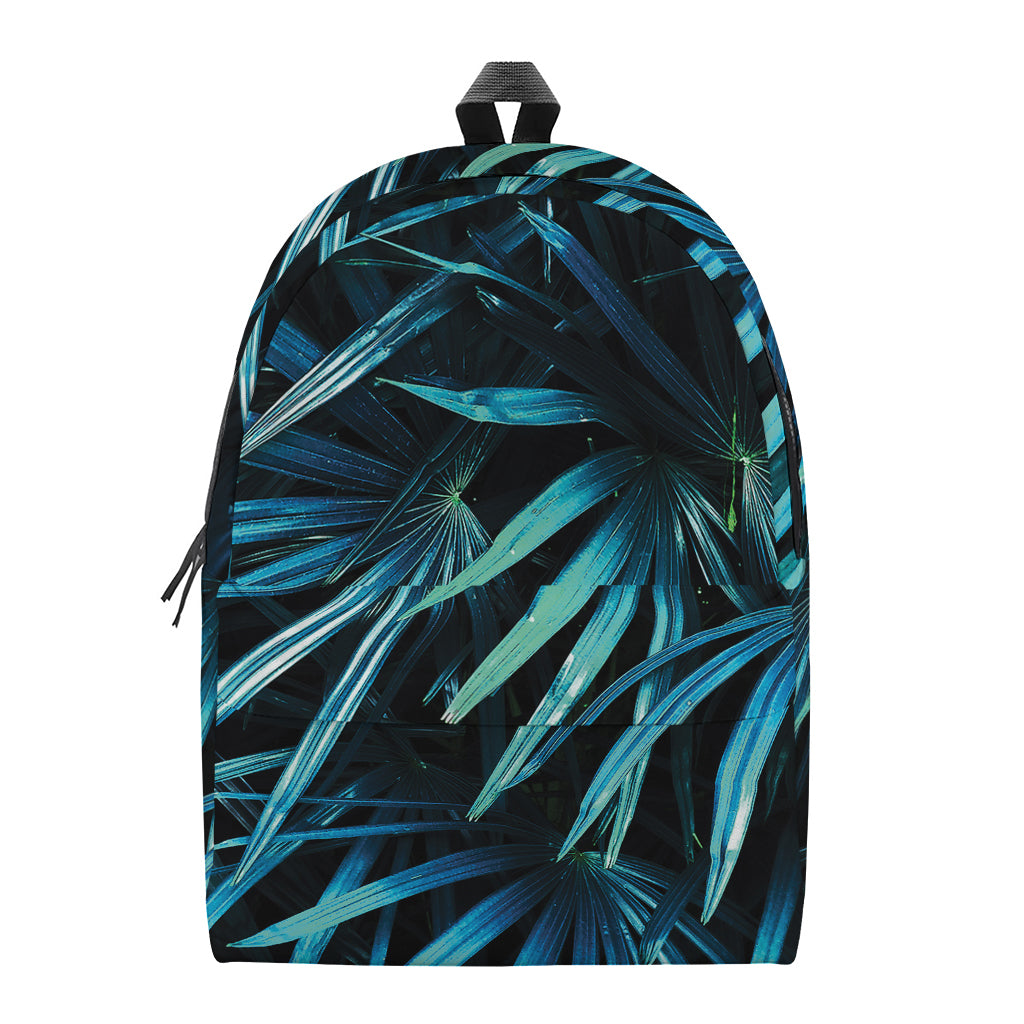 Turquoise Tropical Leaves Print Backpack