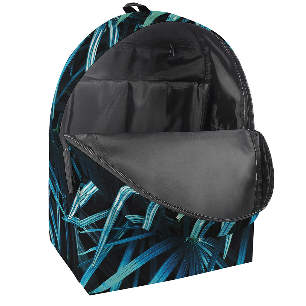 Turquoise Tropical Leaves Print Backpack